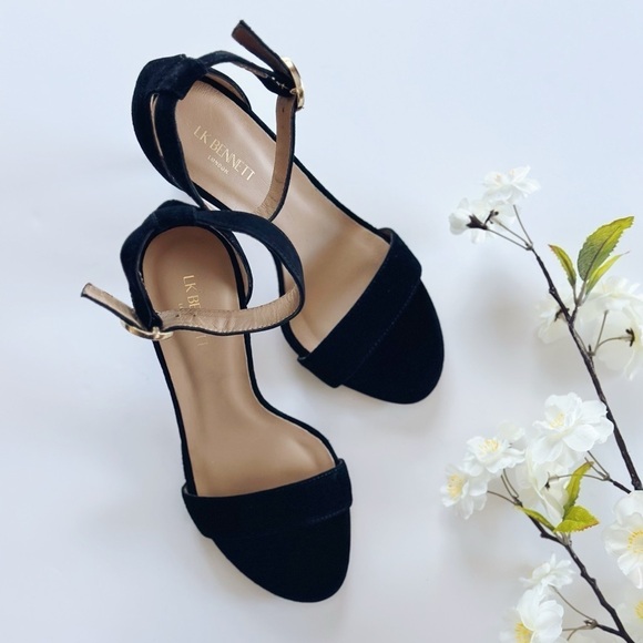 LK Bennett Black Suede Ivy Single Strap Sandals - Picture 3 of 9